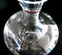 personalized riedel decanter with engraved logo under base