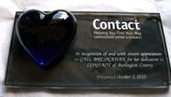 glass heart award on base engraved