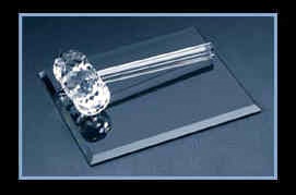personalized gavel optical crystal on black base 
