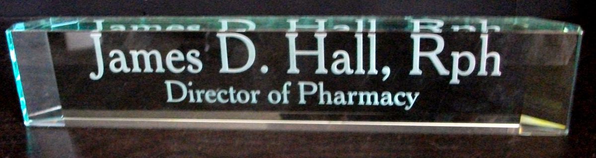 Personalized Jade Glass Desk Name Plate With Beveled Sides