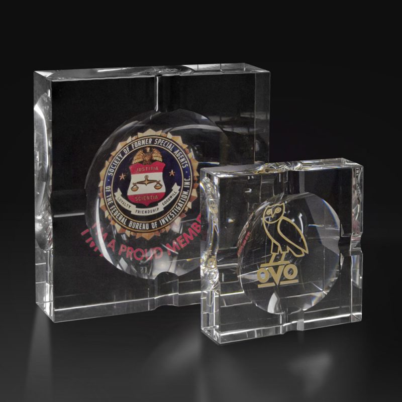 Personalized Crystal Square Cigar Ashtray - Image 3