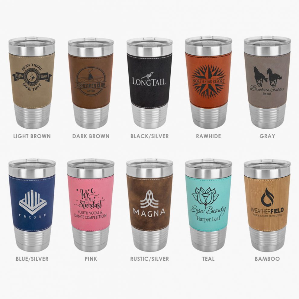 Personalized Stainless Steel Insulated Leatherette Grip Tumbler