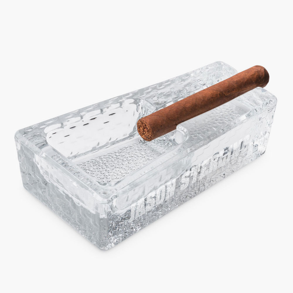Clear Glass Rectangle Cigar Ashtray Single Rest  Smoker Christmas Present Gift 