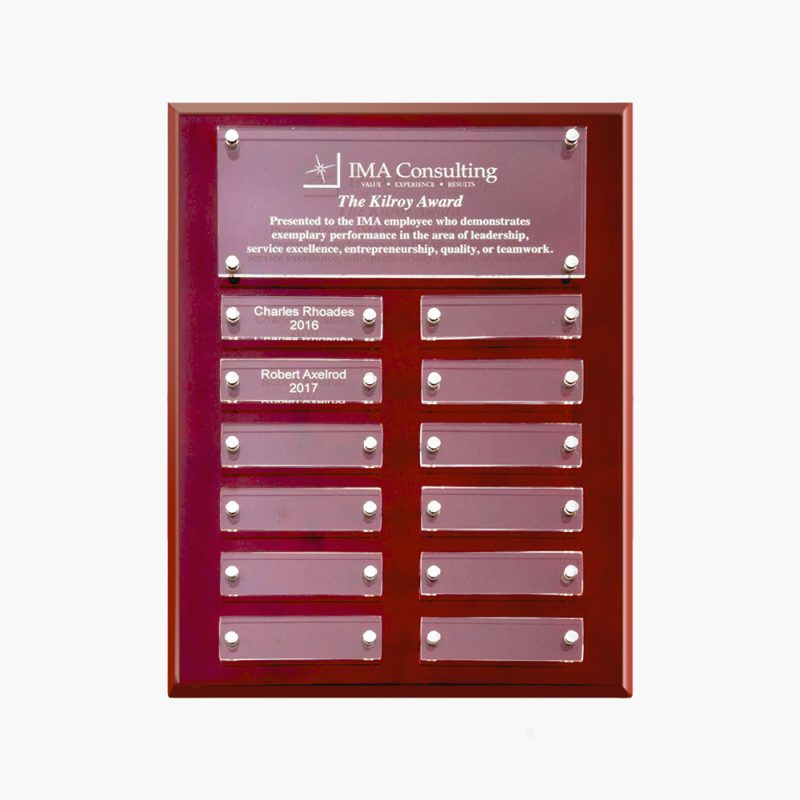 Engraved Rosewood Perpetual Wall Plaque with Acrylic Plates