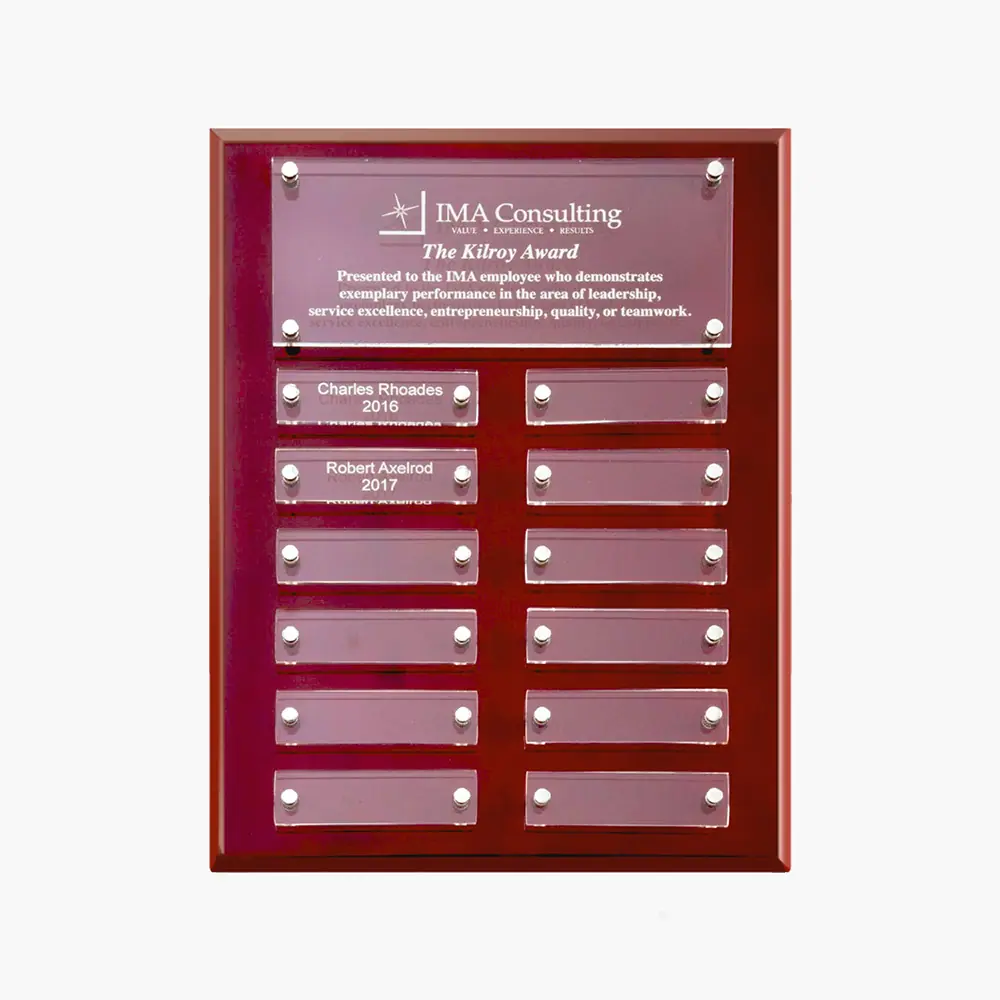 Engraved Rosewood Perpetual Wall Plaque with Acrylic Plates