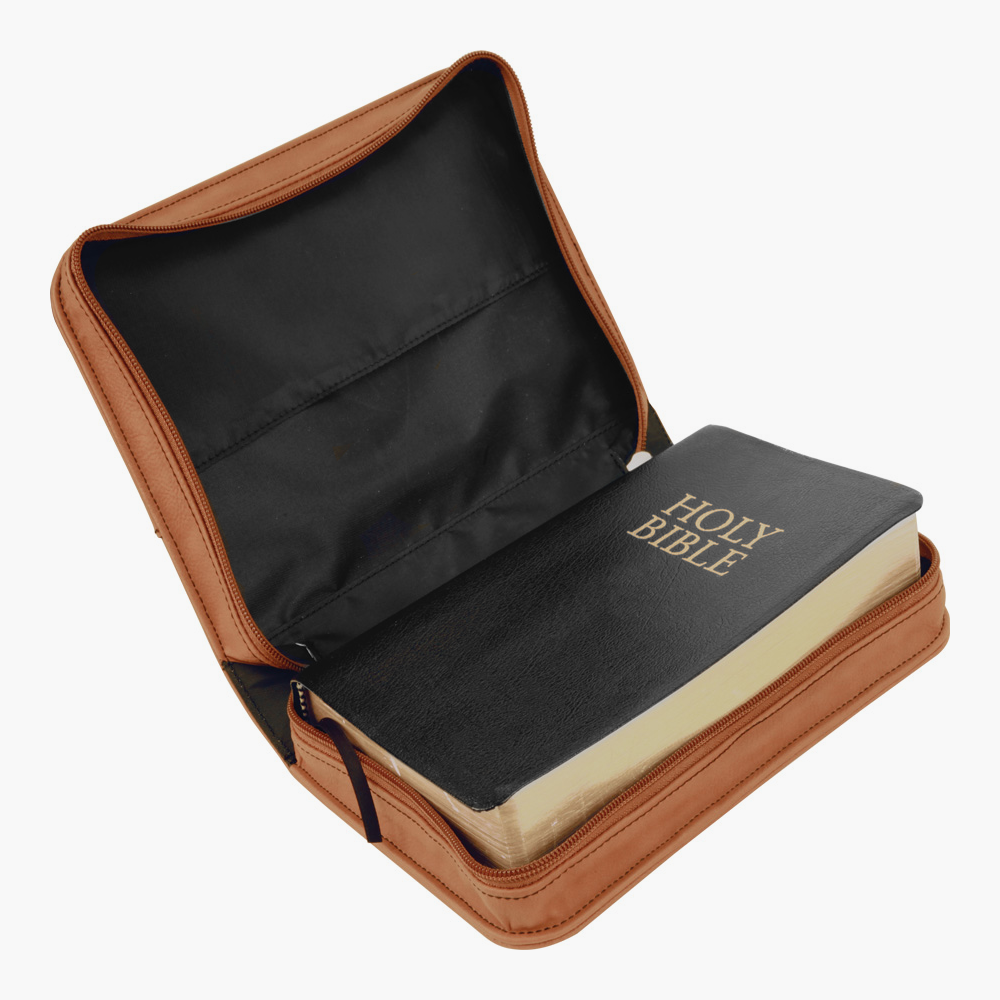 Engraved Leather Book Cover with Zipper
