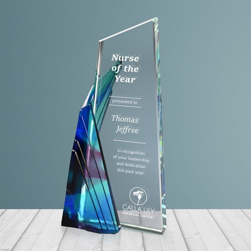 Engraved Crystal Billow Achievement Award - Image 2