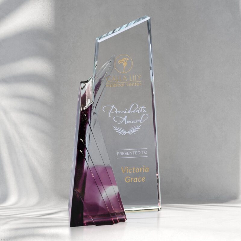 Engraved Crystal Billow Achievement Award - Image 3