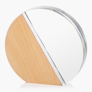 Engraved Wood and Crystal Circle Award