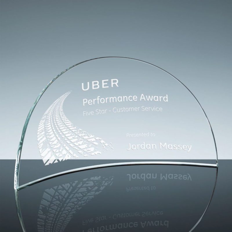 Engraved Glass Half Moon Crescent Award - Image 2