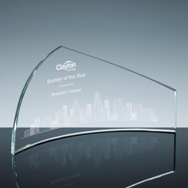 Engraved Glass Waning Moon Crescent Award - Image 2