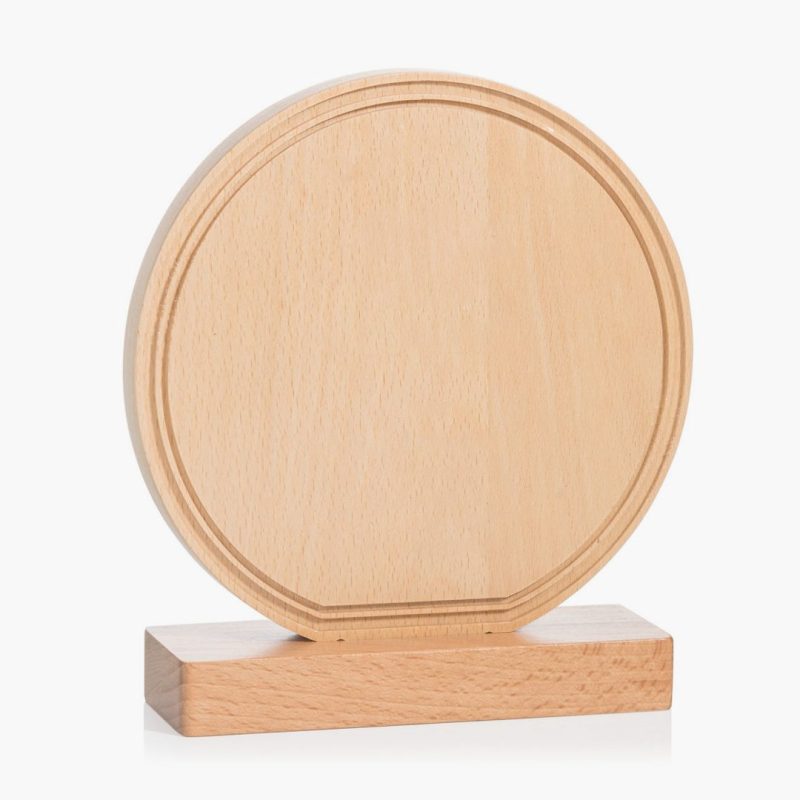 Engraved Beechwood Grooved Circle Award