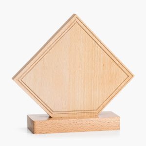 Engraved Beechwood Grooved Square Diamond Award