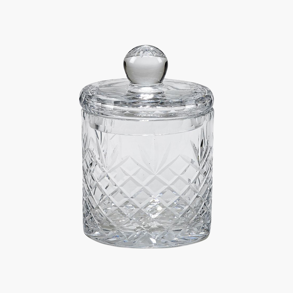 Barski Handcut Crystal Cookie Jar/Candy Box 7H 1/2 Litre 4 D Made in Europe 17 oz