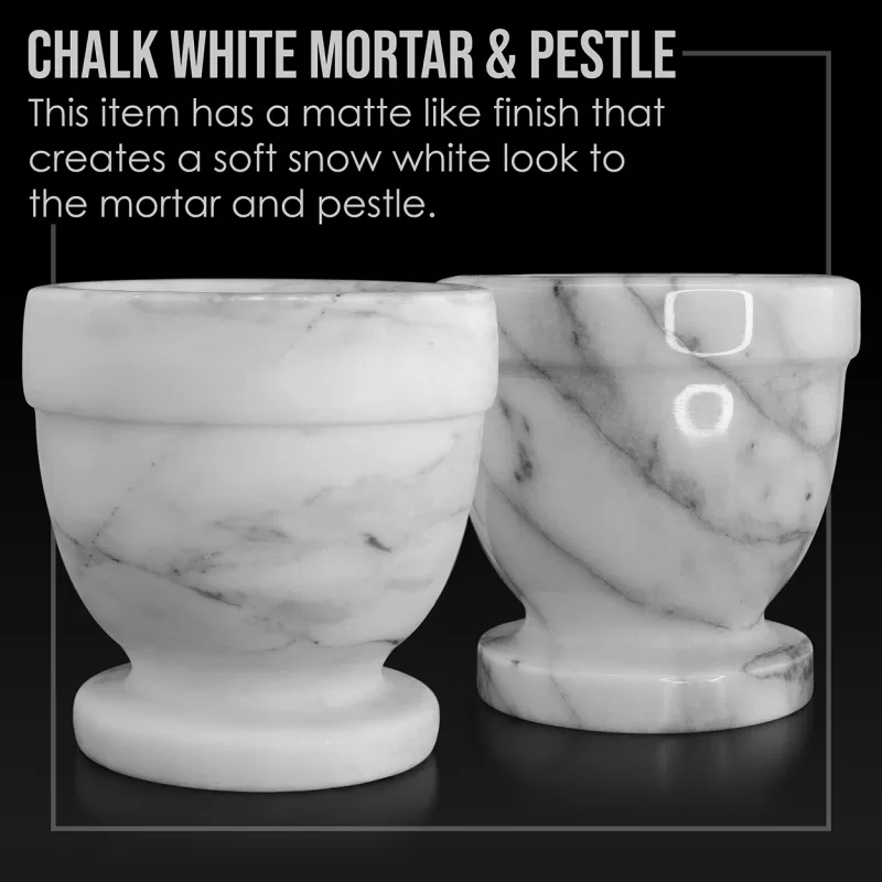 Chalk White Marble Mortar and Pestle - Image 2
