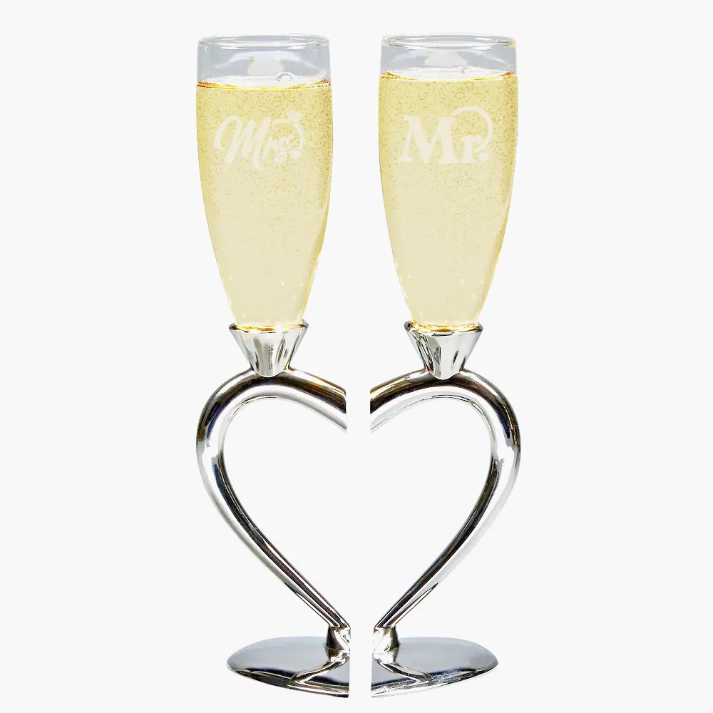 Heart Shape Champagne Flutes, Heart Champagne Glass
