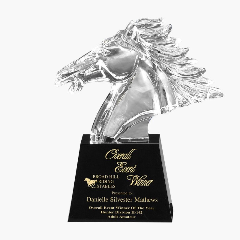 Engraved Crystal Horse Head