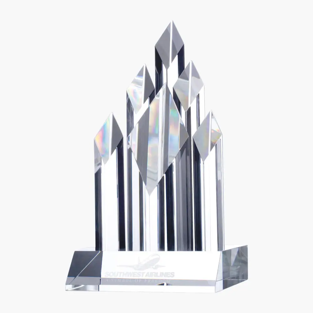Engraved Crystal Six Diamond Tower - Crystal Images, Inc.