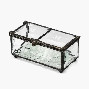 Engraved Twin Lid Glass Keepsake Box