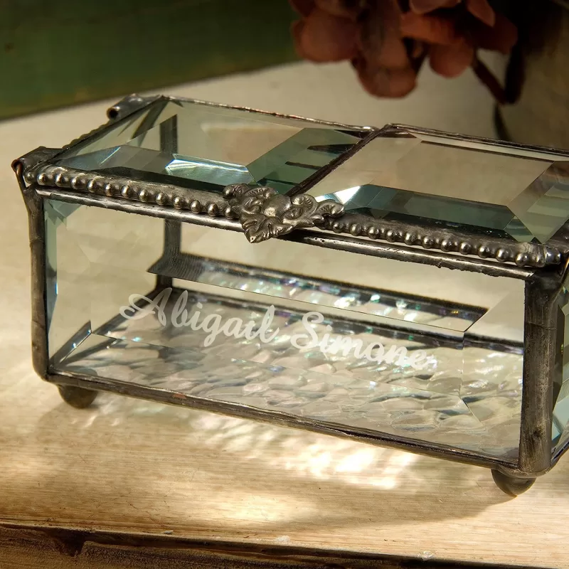 Engraved Twin Lid Glass Keepsake Box - Image 2