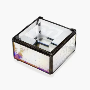 Engraved Iridescent Stained Glass Keepsake Box