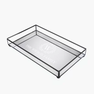 Engraved Glass Mirror Decorative Tray