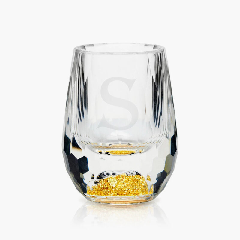 Engraved Diamant Gold Flake Shot Glass 1.5oz