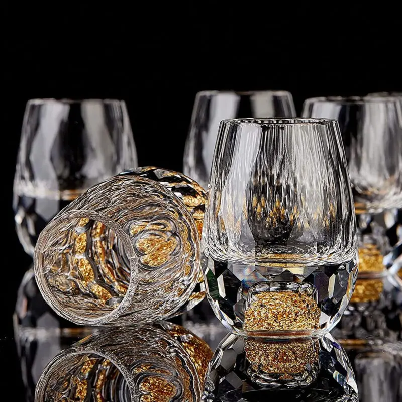 Engraved Diamant Gold Flake Shot Glass 1.5oz - Crystal Images, Inc.