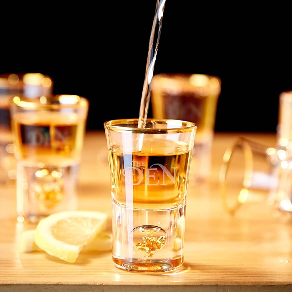 Gold Flake Shot Glass 1.5oz Crystal Images, Inc.