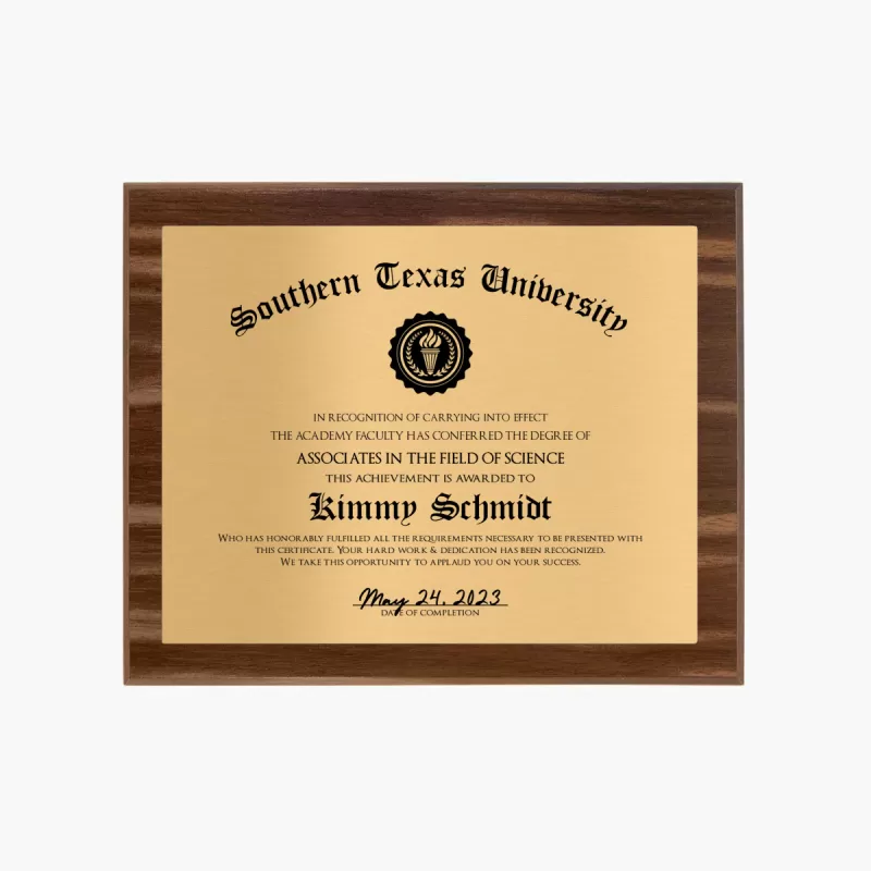 Personalized Walnut Graduation Diploma Plaque