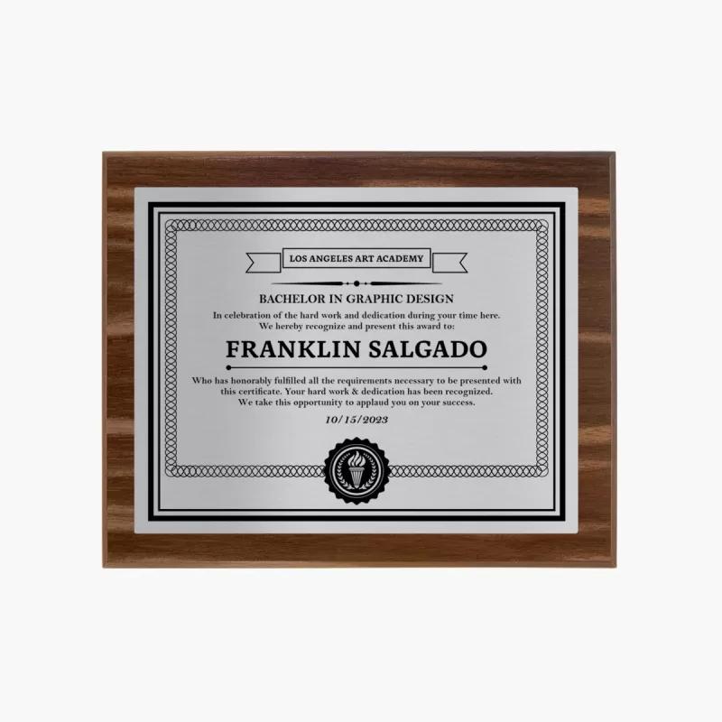 Personalized Walnut Graduation Diploma Plaque - Image 2