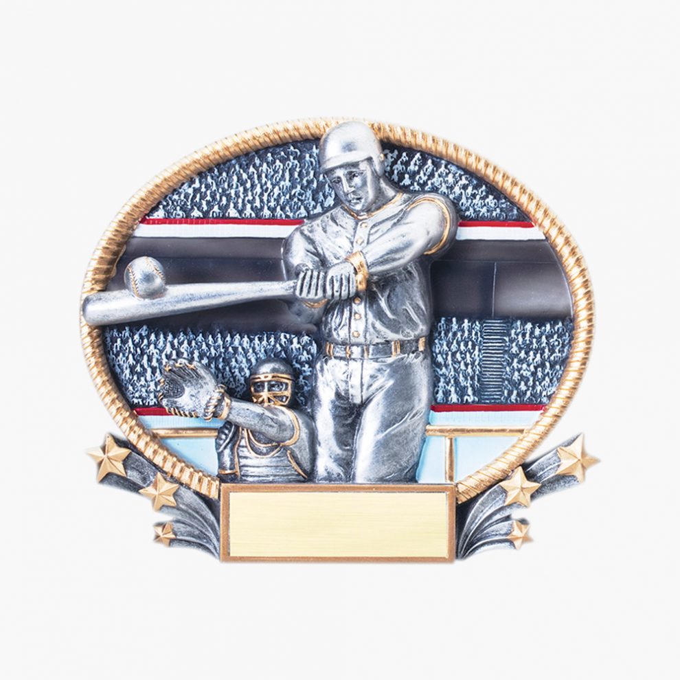Resin 3D Oval Baseball Standing Plaque Crystal Images, Inc.