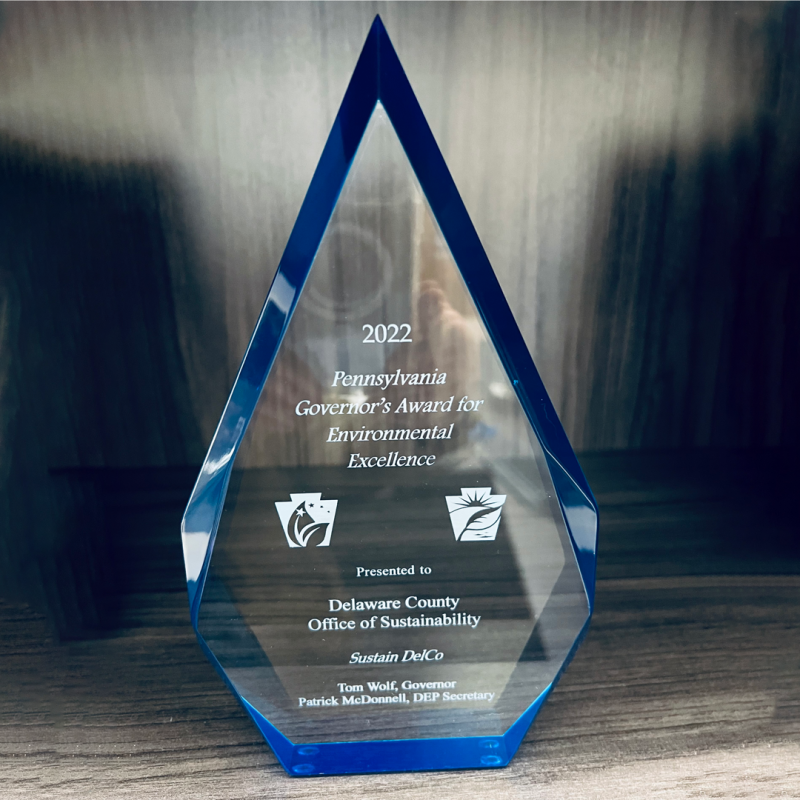 Personalized Acrylic Thick Pear Diamond Award with Blue Accented Bevels - Image 3