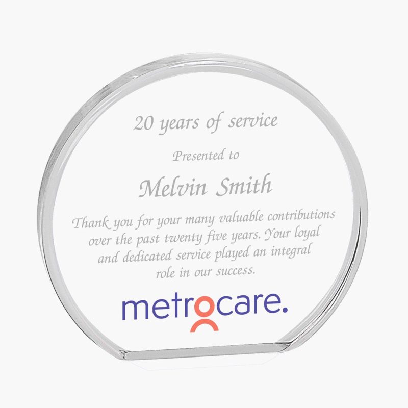 Acrylic Clear Beveled Circle Award