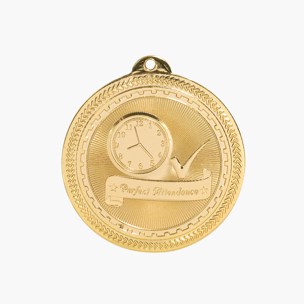 QUALITY EMBOSSED STAR PERFECT ATTENDANCE MEDAL WITH FREE ENGRAVING,RIBBONS p&p 