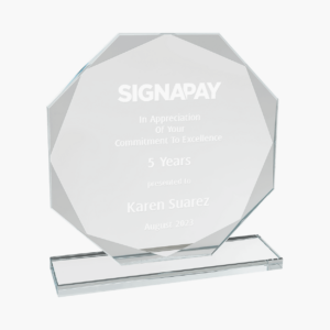 Engraved Glass Faceted Octagon Award