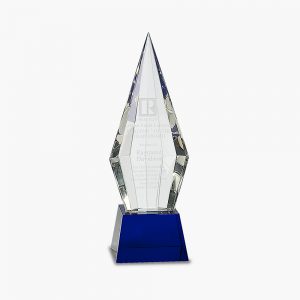 Crystal Faceted Obelisk on Blue Base