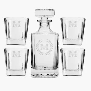 Engraved Glass Galant Decanter 5pc Set