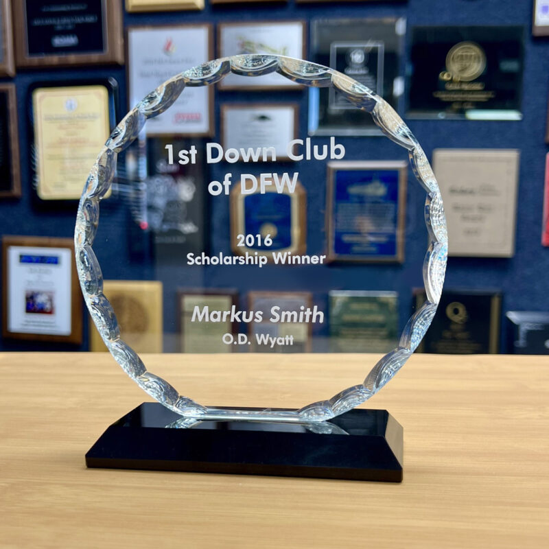 Engraved Faceted Glass Circle Award - Image 3