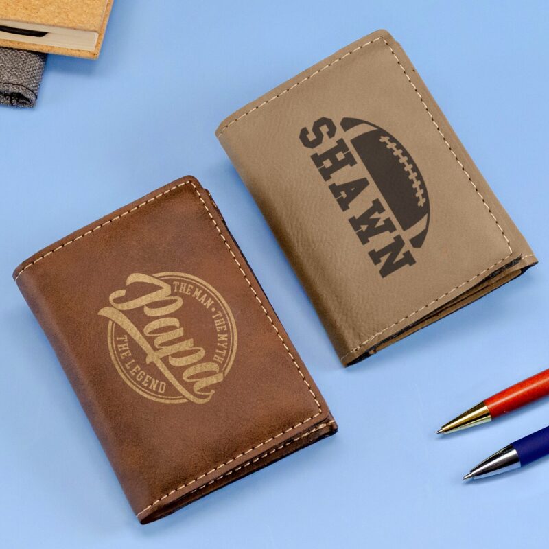 Engraved Leatherette Trifold Wallet - Image 3
