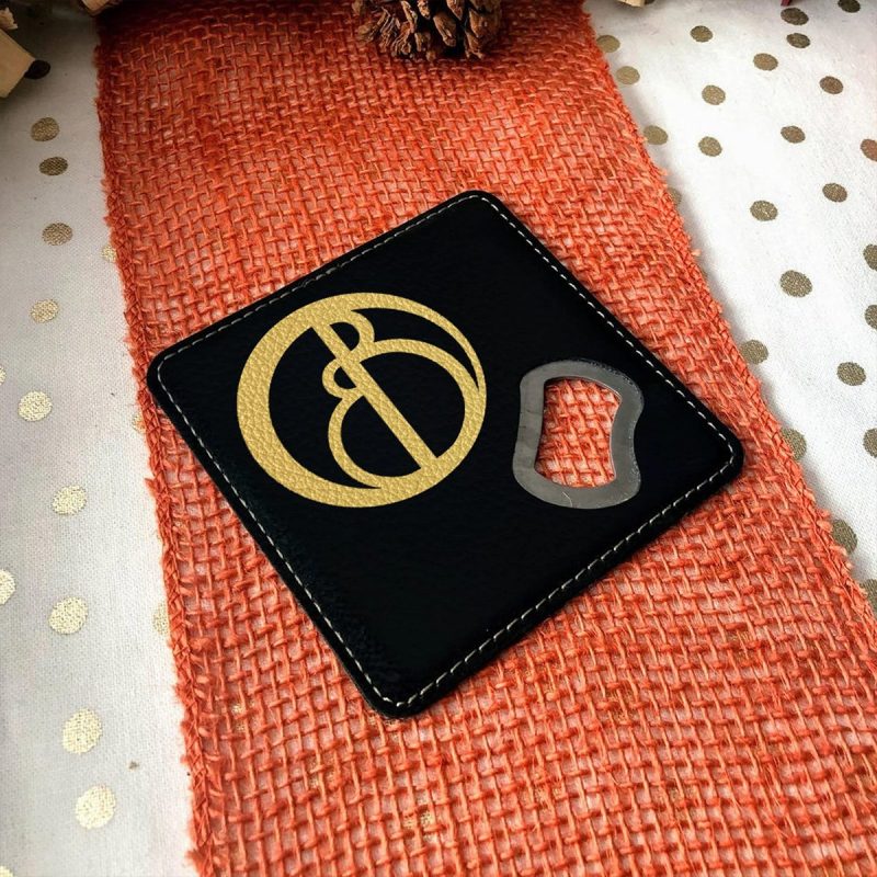 Personalized Leatherette Bottle Opener Coaster Set of 4 - Image 5