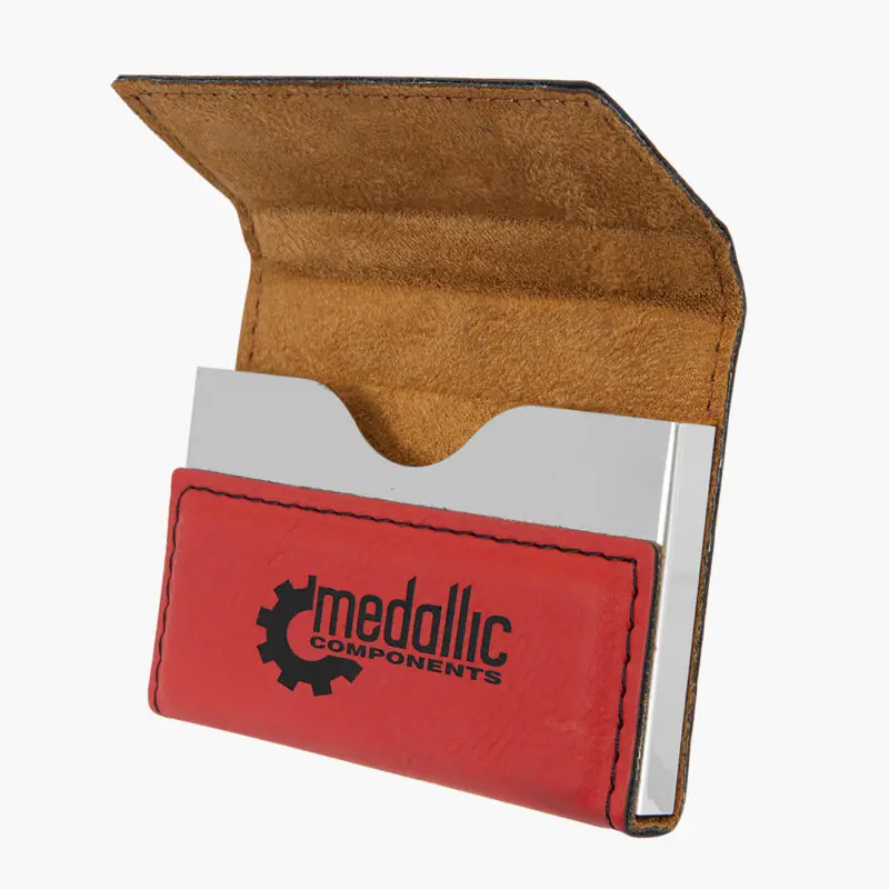 Personalized Leatherette Business Card Holder - Crystal