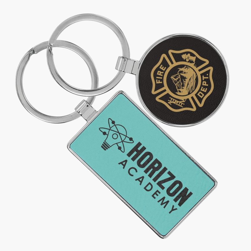 Engraved Leatherette Metal Body Keychain