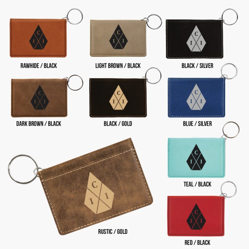 Engraved Leatherette Keychain ID Holder - Image 2