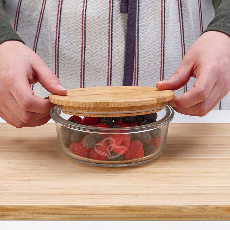Personalized Glass Round Storage Container with Bamboo Lid - Image 4