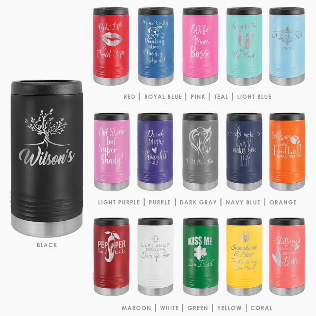 Personalized Stainless Steel Insulated Slim Beverage Can Holder