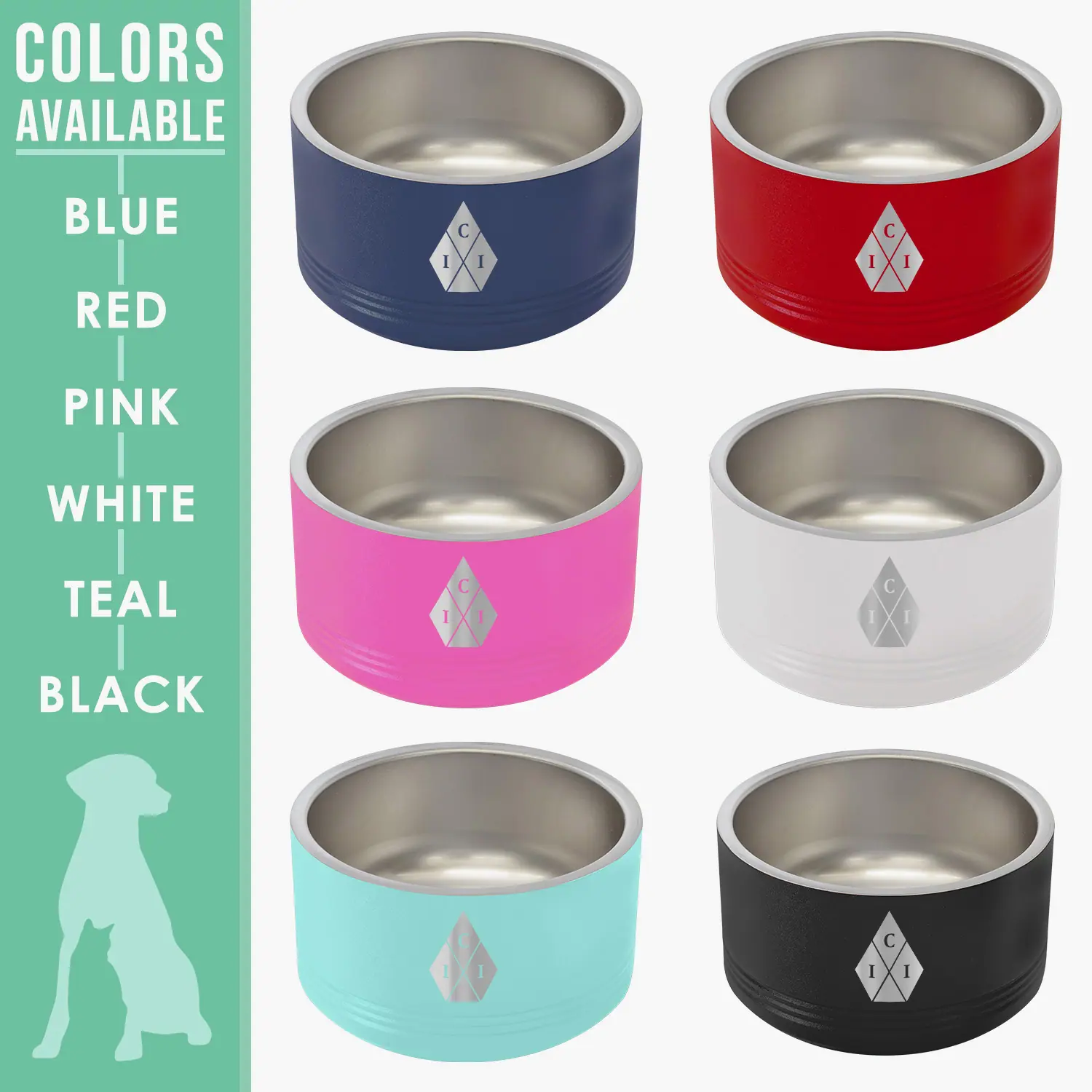 Custom Insulated Stainless Steel Dog Bowls (Wholesale)