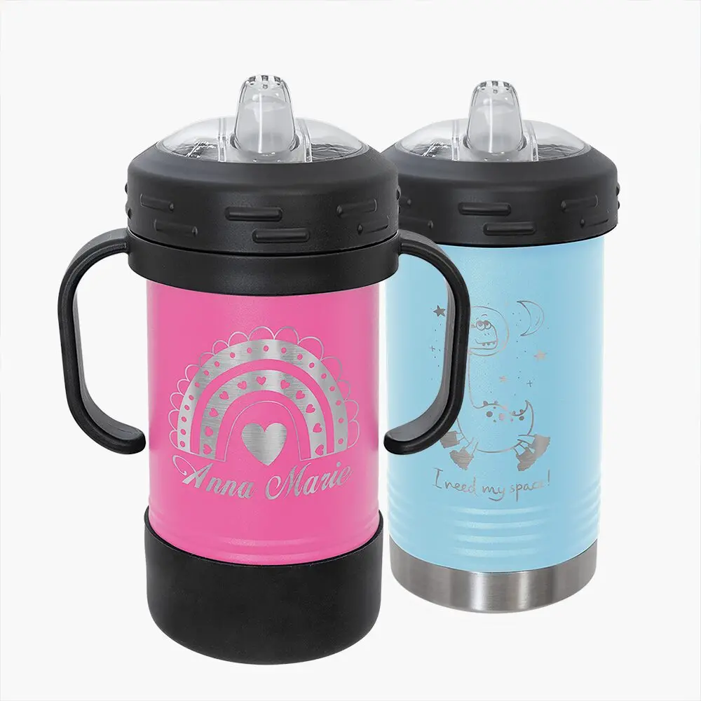 Personalized Stainless Steel Insulated 10oz Sippy Cup - Light Blue