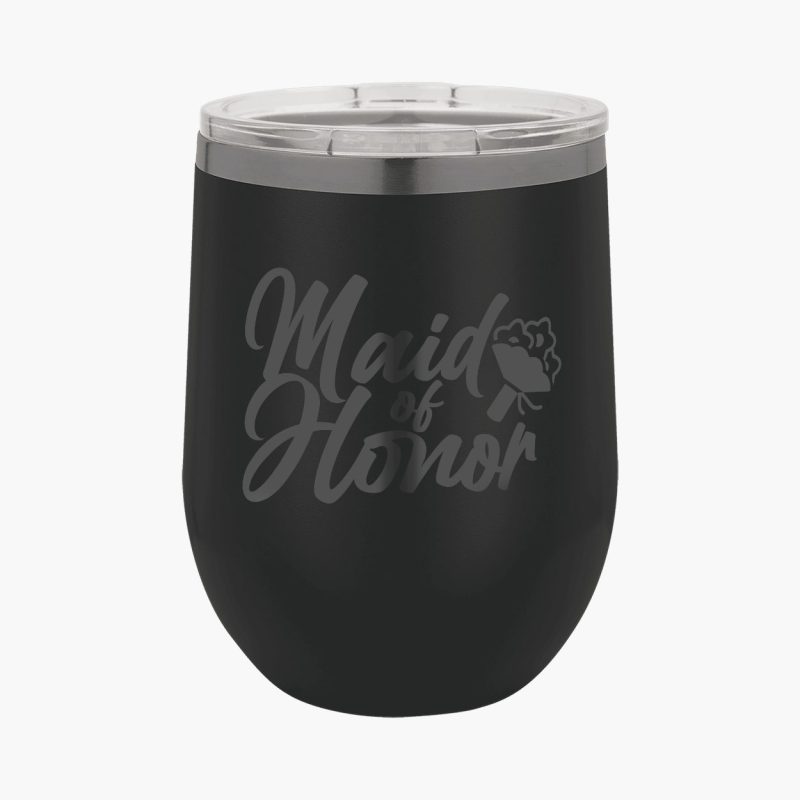 Engraved Phantom Black Stainless Steel 12oz Stemless Wine Tumbler - Image 2