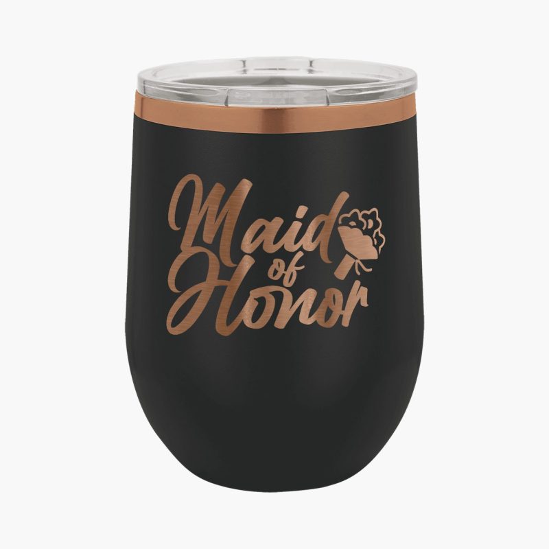 Engraved Rose Gold Stainless Steel 12oz Stemless Wine Tumbler